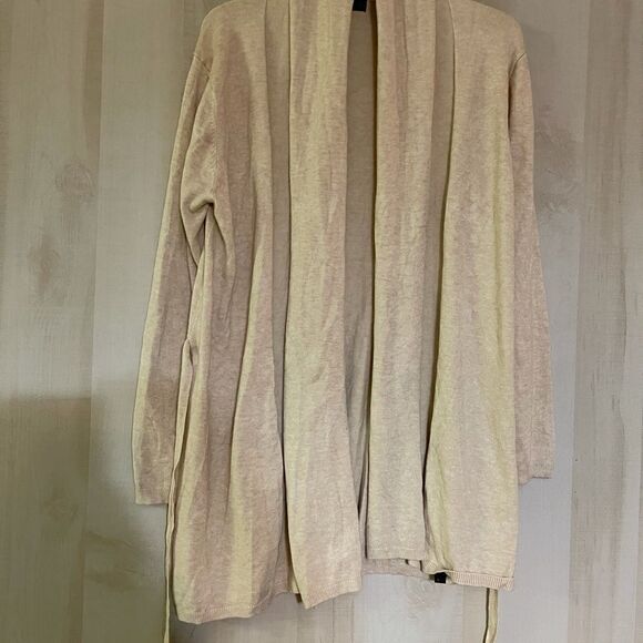 ZARA knit beige open front belted cardigan, size medium - Picture 9 of 16